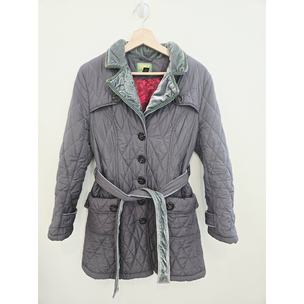 Tracy Porter Velvet‎ Coat Duster Belted Green Size Medium Boho